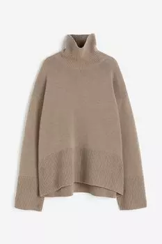 Свитер с высоким воротником H&M Cashmere Blend Turtleneck, темно-бежевый