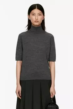 Свитер с высоким воротником и короткими рукавами Arket, серый