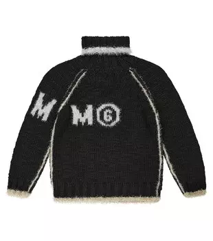 Свитер с высоким воротником и логотипом MM6 Maison Margiela, черный
