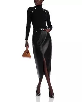 Свитер с высоким воротником и отделкой пуговицами AQUA, черный