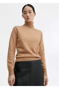 Свитер с высоким воротником из 100% кашемира Mango, коричневый