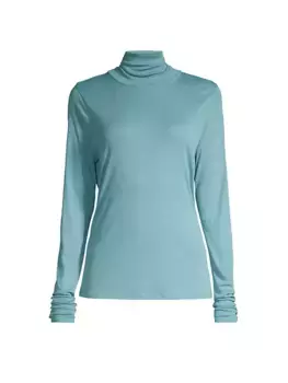 Свитер с высоким воротником из хлопковой смеси Scrunch Eileen Fisher, синий