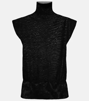 Свитер с высоким воротником из натуральной шерсти Rick Owens, черный