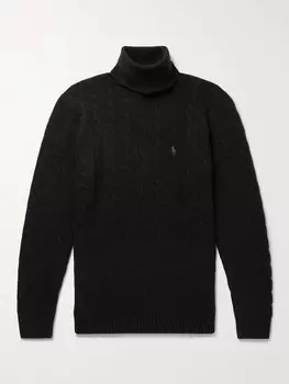 Свитер с высоким воротником из шерсти и кашемира вязаной пряжи POLO RALPH LAUREN, черный
