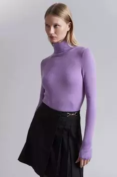 Свитер с высоким воротником из шерсти мериноса H&M, сиреневый