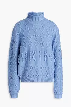 Свитер с высоким воротником из смесовой мериносовой шерсти Cornelia, украшенный помпоном SHRIMPS, синий