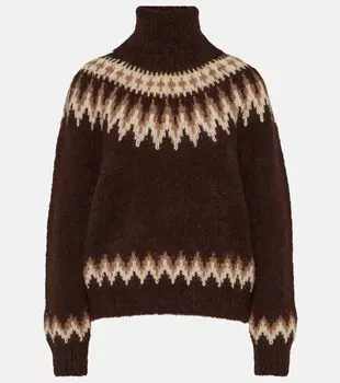 Свитер с высоким воротником из смесовой шерсти Polo Ralph Lauren, коричневый