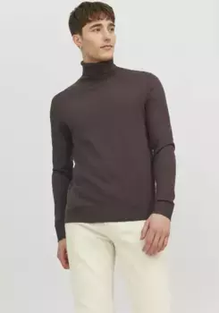 Свитер с высоким воротником Jack & Jones "JJEEMIL KNIT ROLL NECK NOOS", цвет Seal Brown