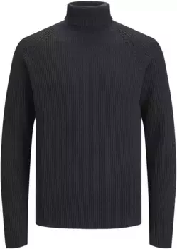 Свитер с высоким воротником Jack & Jones "JJPANNEL KNIT ROLL NECK AW23", черный