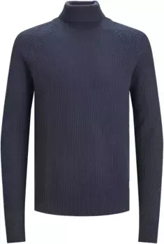 Свитер с высоким воротником Jack & Jones "JJPANNEL KNIT ROLL NECK AW23", синий
