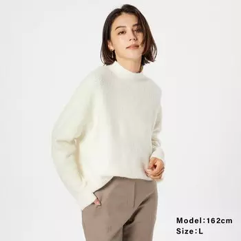 Свитер с высоким воротником корзинной строчки PLST, белый