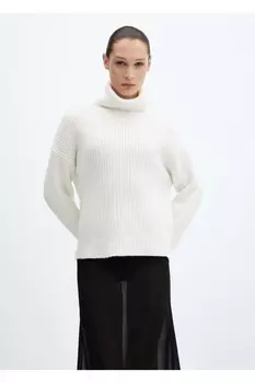 Свитер с высоким воротником Mango, экрю