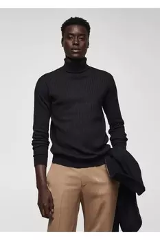 Свитер с высоким воротником Mango, темно-синий