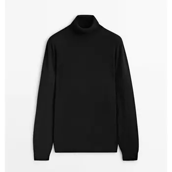 Свитер с высоким воротником Massimo Dutti Wool and Cashmere Blend, черный
