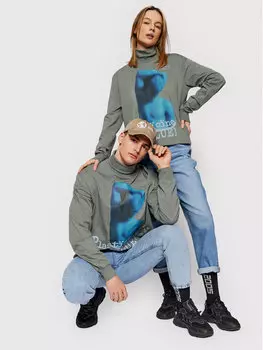 Свитер с высоким воротником обычного кроя 2005, зеленый