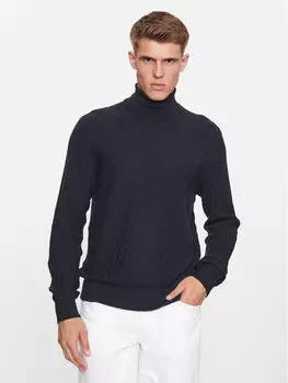 Свитер с высоким воротником обычного кроя Armani Exchange, синий