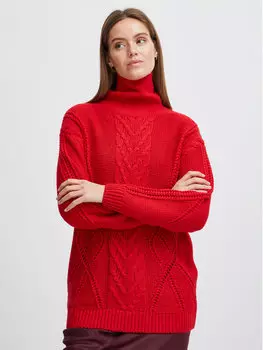 Свитер с высоким воротником обычного кроя B.Young, красный