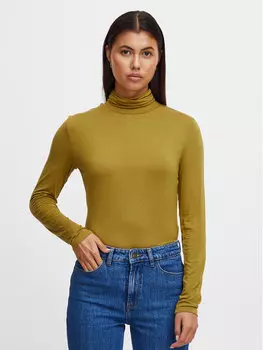 Свитер с высоким воротником обычного кроя Ichi, зеленый