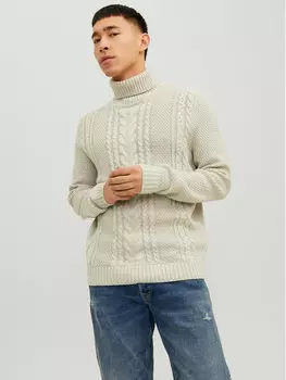 Свитер с высоким воротником обычного кроя Jack&Jones, экрю