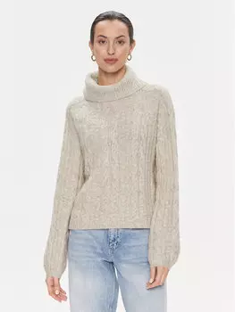 Свитер с высоким воротником обычного кроя Jdy, бежевый