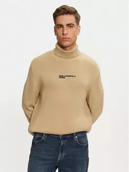 Свитер с высоким воротником обычного кроя Karl Lagerfeld Jeans, бежевый