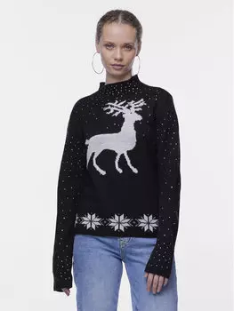 Свитер с высоким воротником обычного кроя Pieces, черный