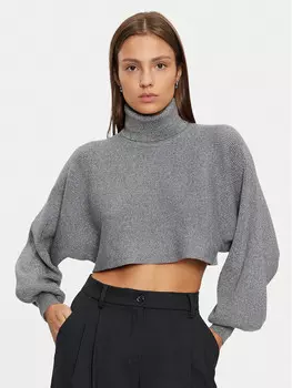 Свитер с высоким воротником обычного кроя Pieces, серый