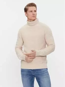 Свитер с высоким воротником обычного кроя Selected Homme, бежевый