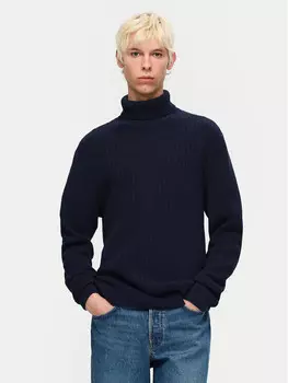 Свитер с высоким воротником обычного кроя Selected Homme, синий