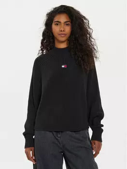 Свитер с высоким воротником обычного кроя Tommy Jeans, черный