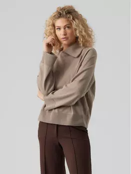 Свитер с высоким воротником обычного кроя Vero Moda, бежевый