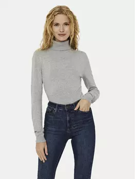Свитер с высоким воротником обычного кроя Vero Moda, серый