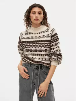 Свитер с высоким воротником обычного кроя Vero Moda, бежевый