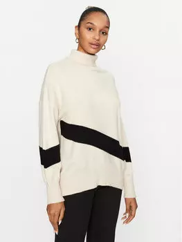 Свитер с высоким воротником обычного кроя Vila, бежевый