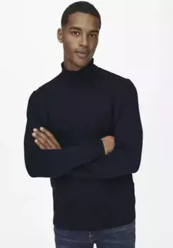 Свитер с высоким воротником ONLY & SONS "ONSWYLER LIFE REG ROLL NECK KNIT NOOS", синий