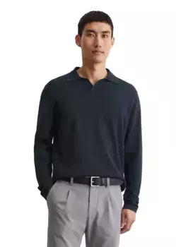 Свитер с высоким воротником от Marc O'Polo, выполненный из смеси органического хлопка и кашемира, синий