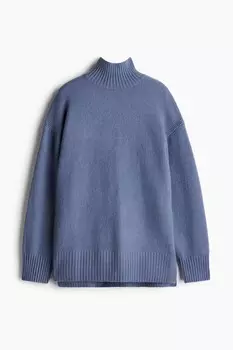 Свитер с высоким воротником оверсайз H&M, синий