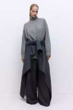 Свитер с высоким воротником оверсайз H&M, серый