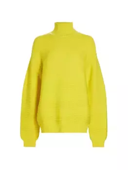Свитер с высоким воротником платочной вязкой Brandon Maxwell, желтый