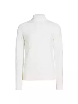 Свитер с высоким воротником плетения корзинчатой вязки Saks Fifth Avenue, цвет egret