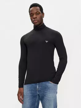Свитер с высоким воротником приталенного кроя Emporio Armani Underwear, черный