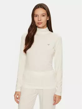 Свитер с высоким воротником приталенного кроя Emporio Armani Underwear, экрю