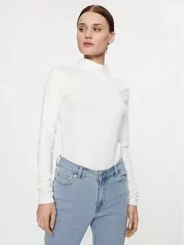 Свитер с высоким воротником приталенного кроя Jdy, белый