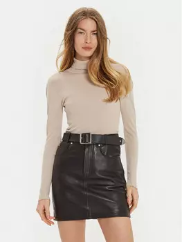 Свитер с высоким воротником приталенного кроя Jdy, бежевый