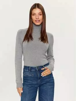 Свитер с высоким воротником приталенного кроя Kontatto, серый