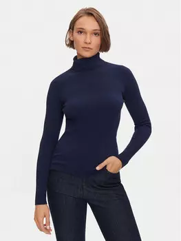 Свитер с высоким воротником приталенного кроя Kontatto, синий