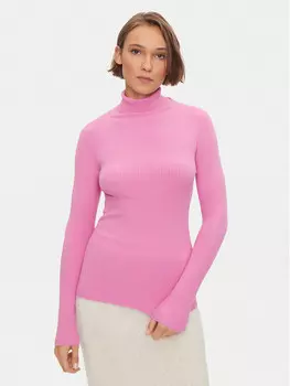 Свитер с высоким воротником приталенного кроя Kontatto, розовый