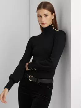 Свитер с высоким воротником приталенного кроя Lauren Ralph Lauren, черный