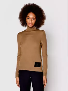 Свитер с высоким воротником приталенного кроя N°21, коричневый