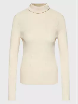 Свитер с высоким воротником приталенного кроя Na-Kd, бежевый